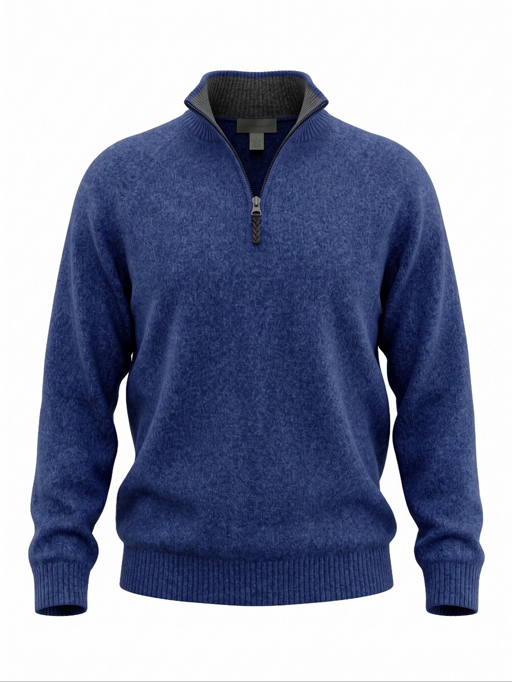 R & R Casual Men's Indigo Quarter-Zip Knit Sweater 100% Merino Wool Men's MED